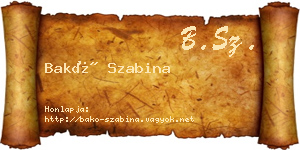 Bakó Szabina névjegykártya